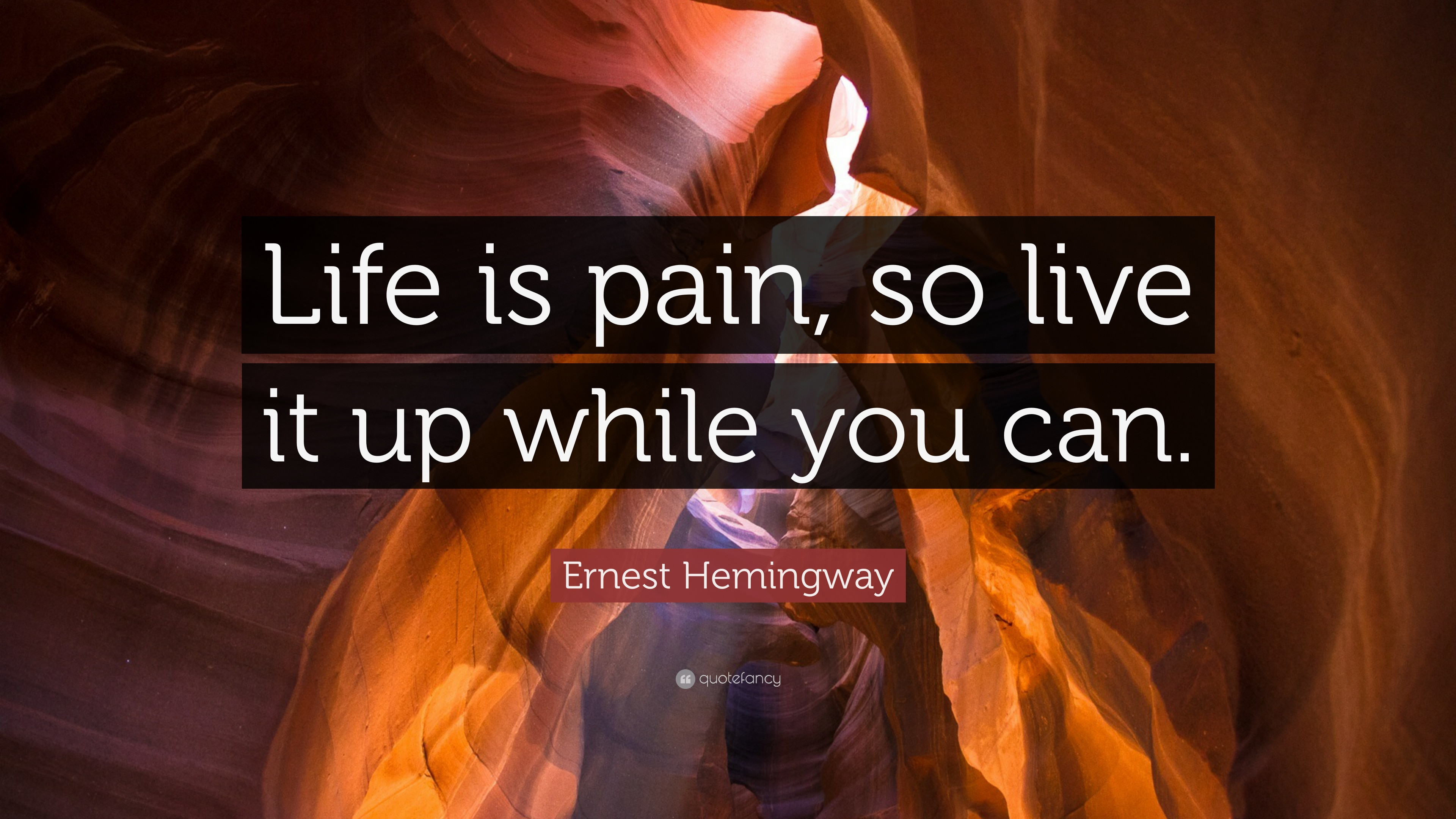 Life Is Pain Quote
 Ernest Hemingway Quote “Life is pain so live it up while