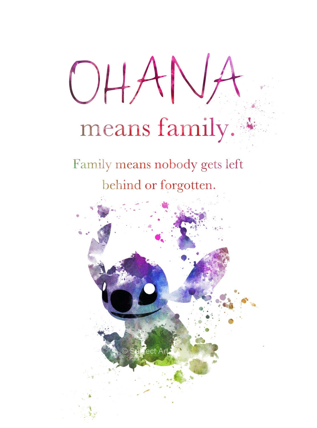 Lilo And Stitch Quotes Family
 Lilo and Stitch Quote ART PRINT illustration 3rd Edition