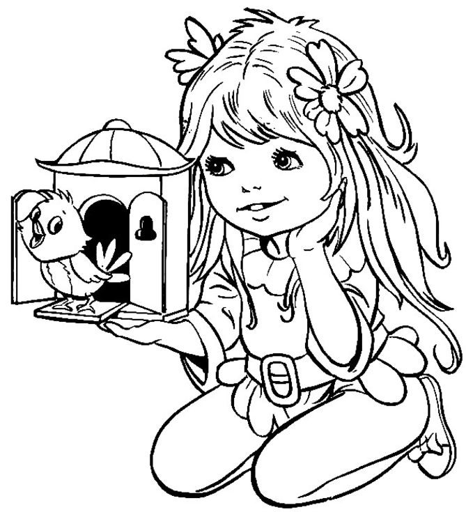 Little Girls Coloring Pages
 Little bird Coloring pages for Girls Free Printable