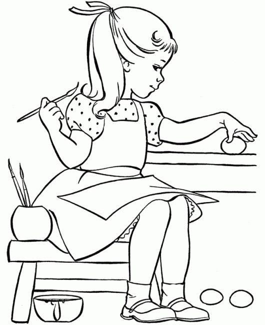Little Girls Coloring Pages
 Little Girl Painting Easter Egg Coloring Pages