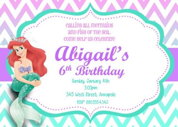 Little Mermaid Party Invitation Ideas
 Little Mermaid Ariel Birthday Party Invitation Digital File