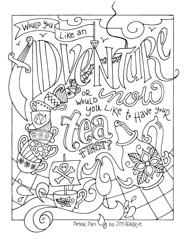 Lost Boys Coloring Pages Printable
 Peter Pan Coloring Page JM Barrie Quotes Adventure