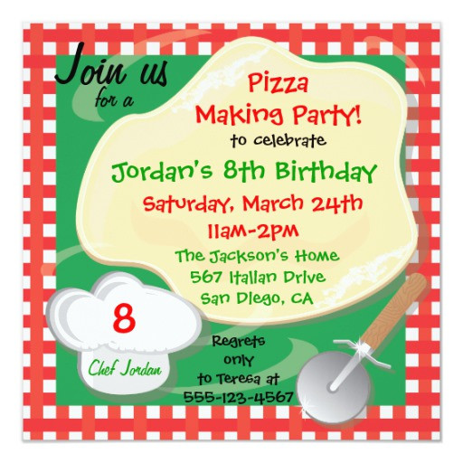 Making Birthday Invitations Online
 Pizza Making Birthday Party Invitation Card