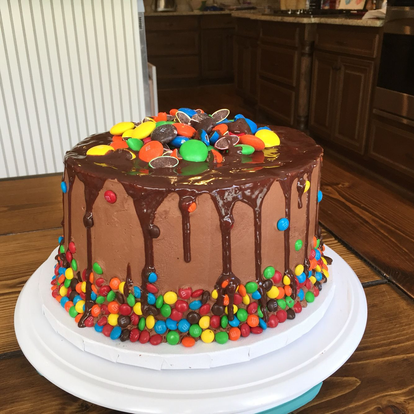 M&amp;Ms Birthday Cake
 Chocolate cake with chocolate buttercream and chocolate