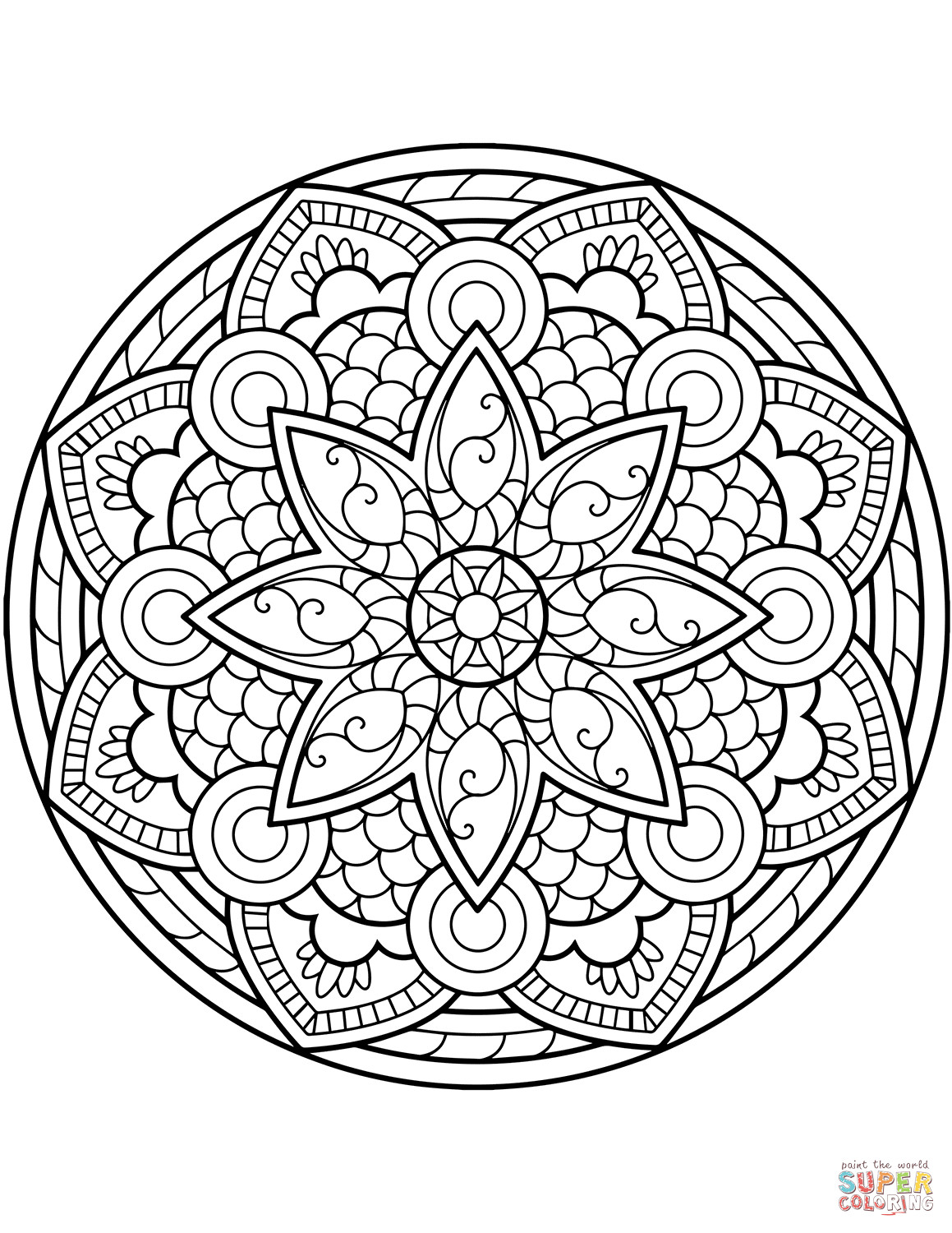 Mandala Coloring Pages Printable Free
 Flower Mandala coloring page