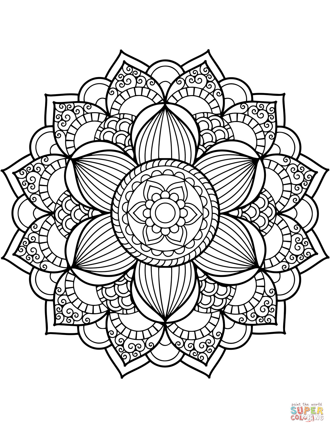 Mandala Coloring Pages Printable
 Flower Mandala coloring page