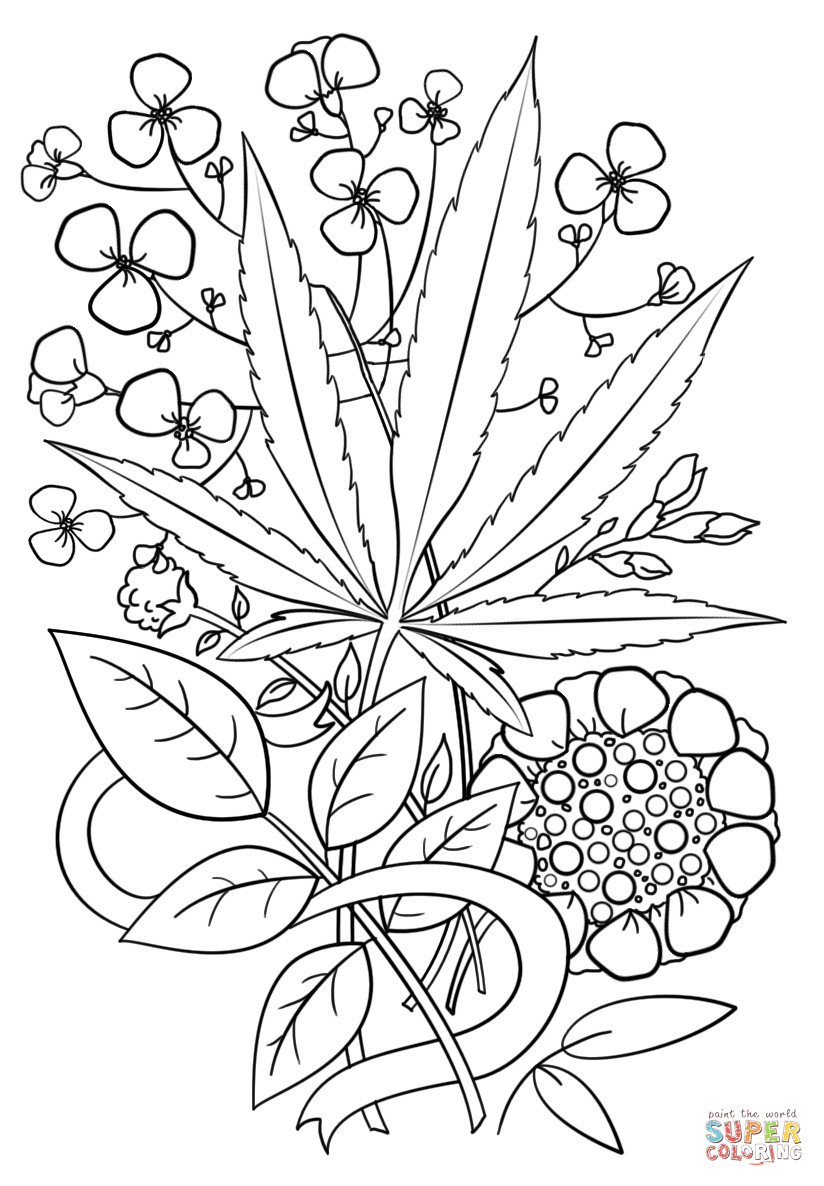 Marijuana Coloring Book
 Trippy Weed coloring page