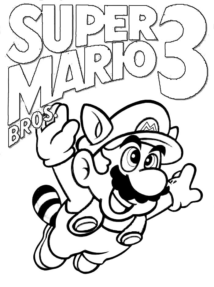 Mario Bros.Printable Coloring Pages
 Mario Coloring pages Black and white super Mario