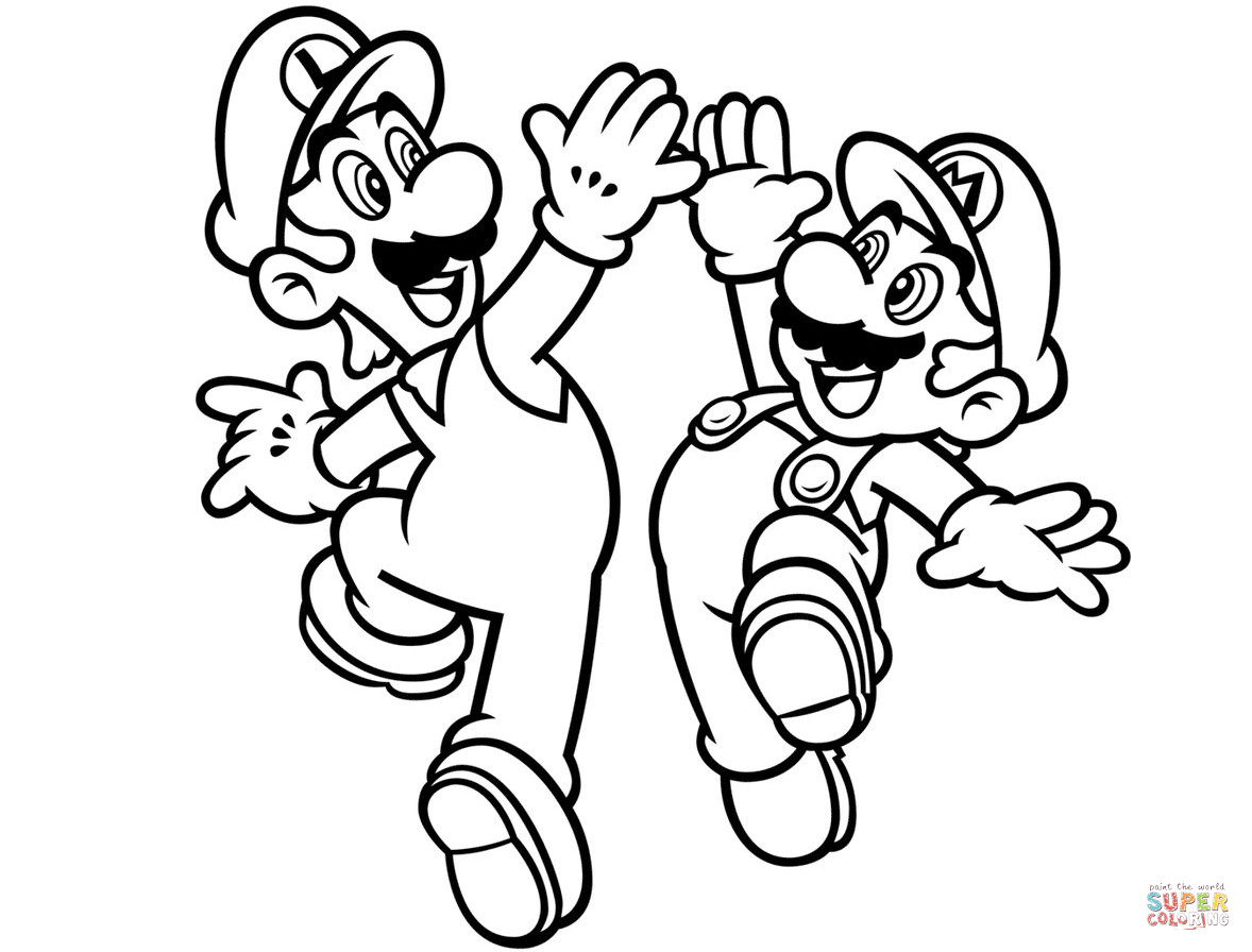 Mario Coloring Pages For Kids
 Luigi and Mario coloring page