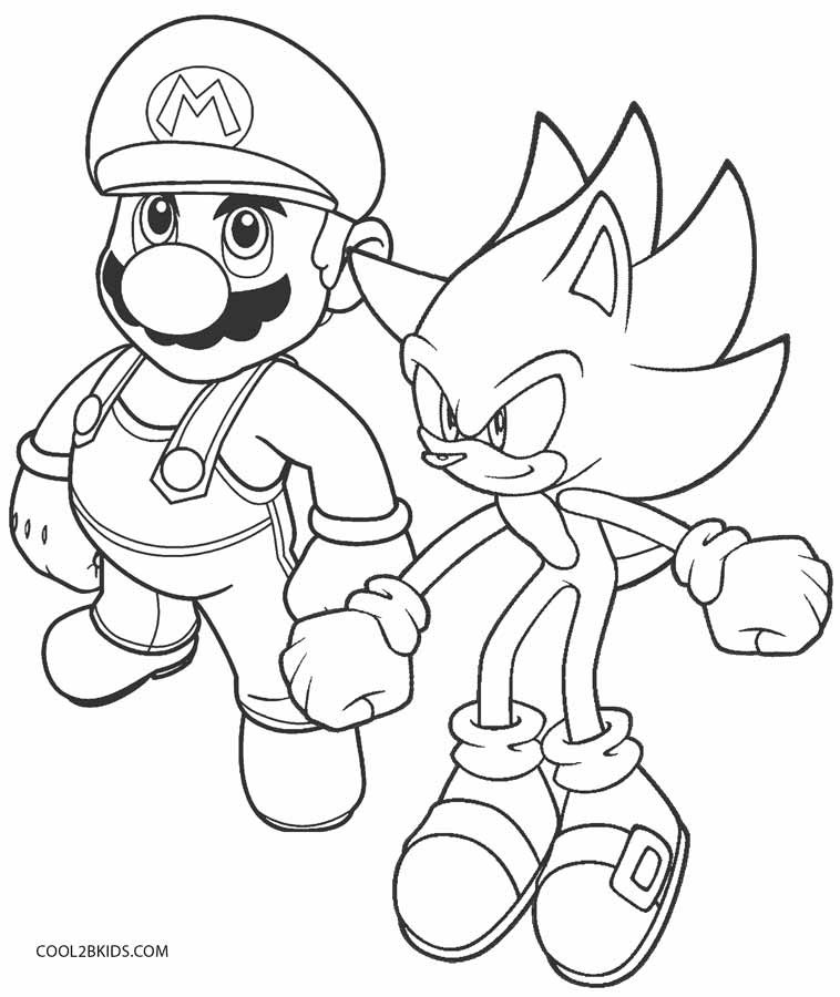 Mario Coloring Pages For Kids
 Printable Sonic Coloring Pages For Kids