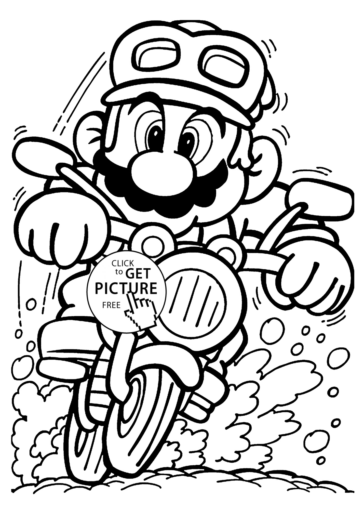 Mario Coloring Pages For Kids
 Mario on motorcycle coloring pages for kids printable free