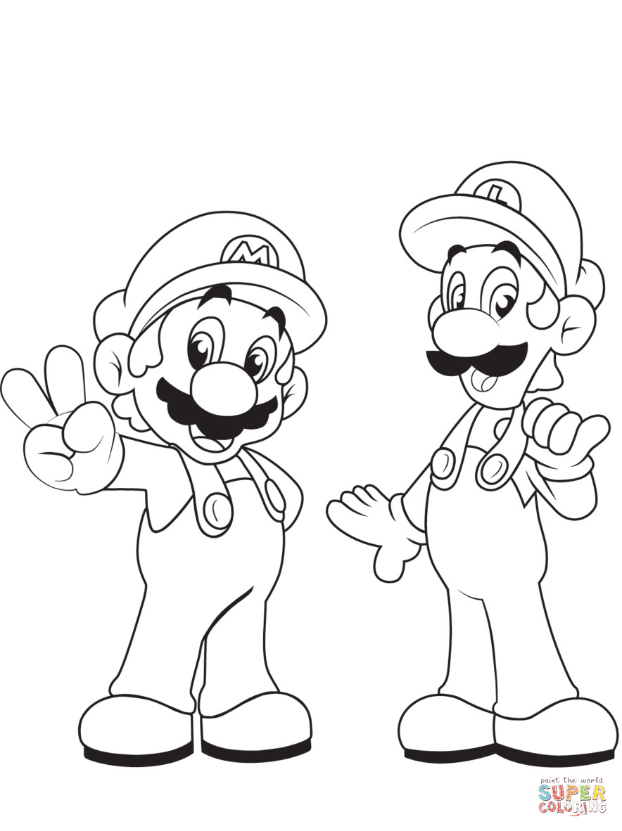 Mario Coloring Pages Printable Free
 Luigi with Mario coloring page