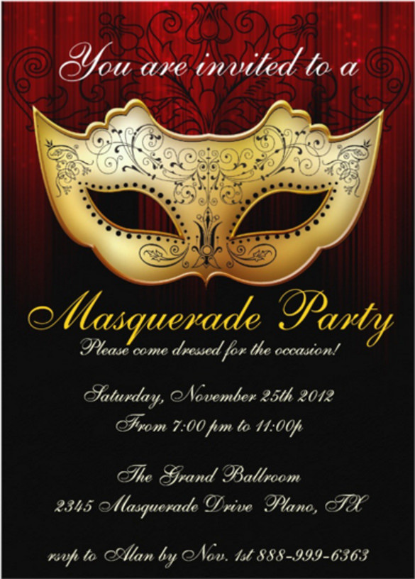 Masquerade Birthday Party Invitations
 20 Masquerade Invitation Templates Word PSD AI EPS