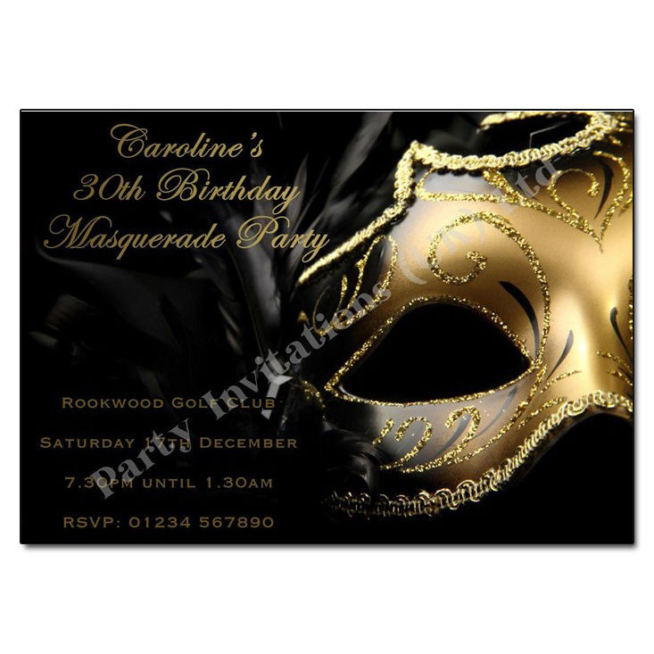 Masquerade Birthday Party Invitations
 Masquerade Masked Ball Themed Personalised Birthday