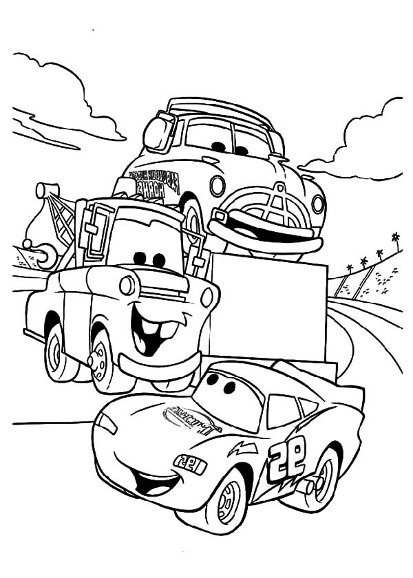 Mater Coloring Pages
 Tow Mater Say Hallo to McQueen Coloring Pages
