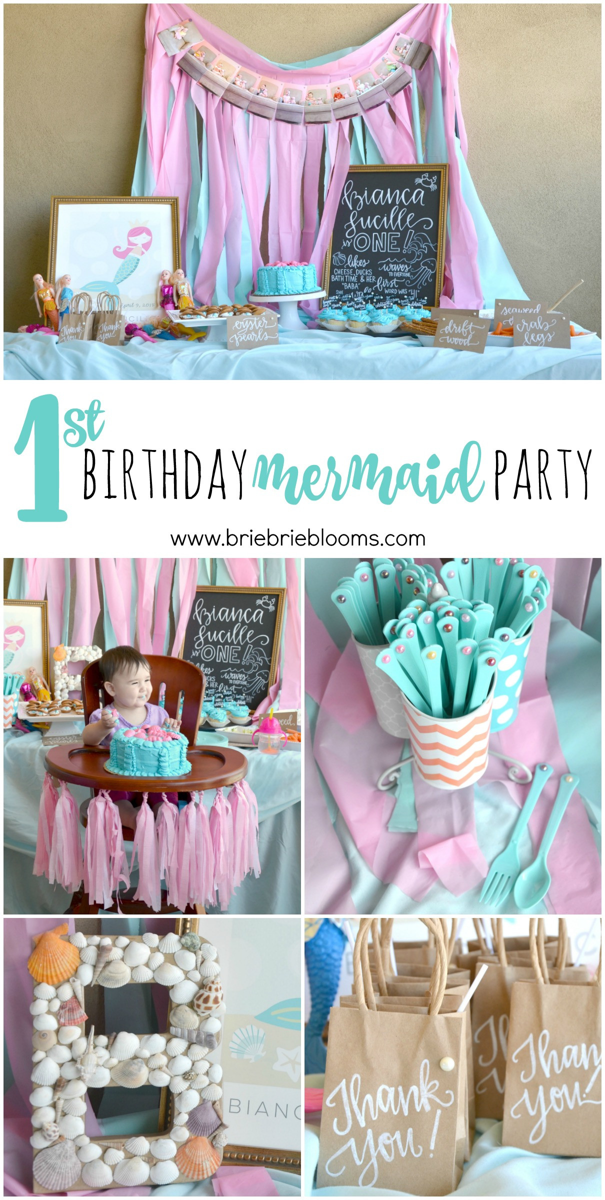 Mermaid 1St Birthday Party Ideas
 First Birthday Mermaid Party Brie Brie Blooms
