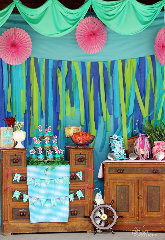 Mermaid Party Decoration Ideas
 Swim Over to Our Mermaid Party FYNES DESIGNS