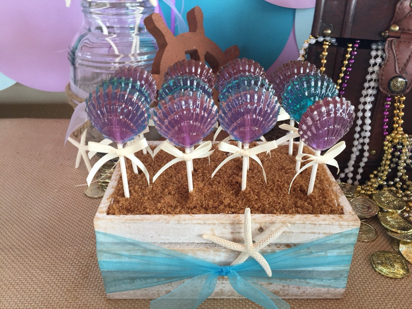 Mermaid Party Favor Ideas
 12 CLAM SHELL Lollipops Mermaid Party Ariel Party and