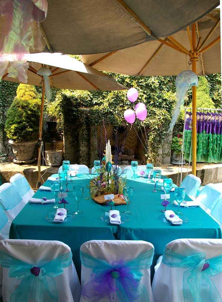 Mermaid Pool Party Ideas
 mermaid party bows and centerpieces