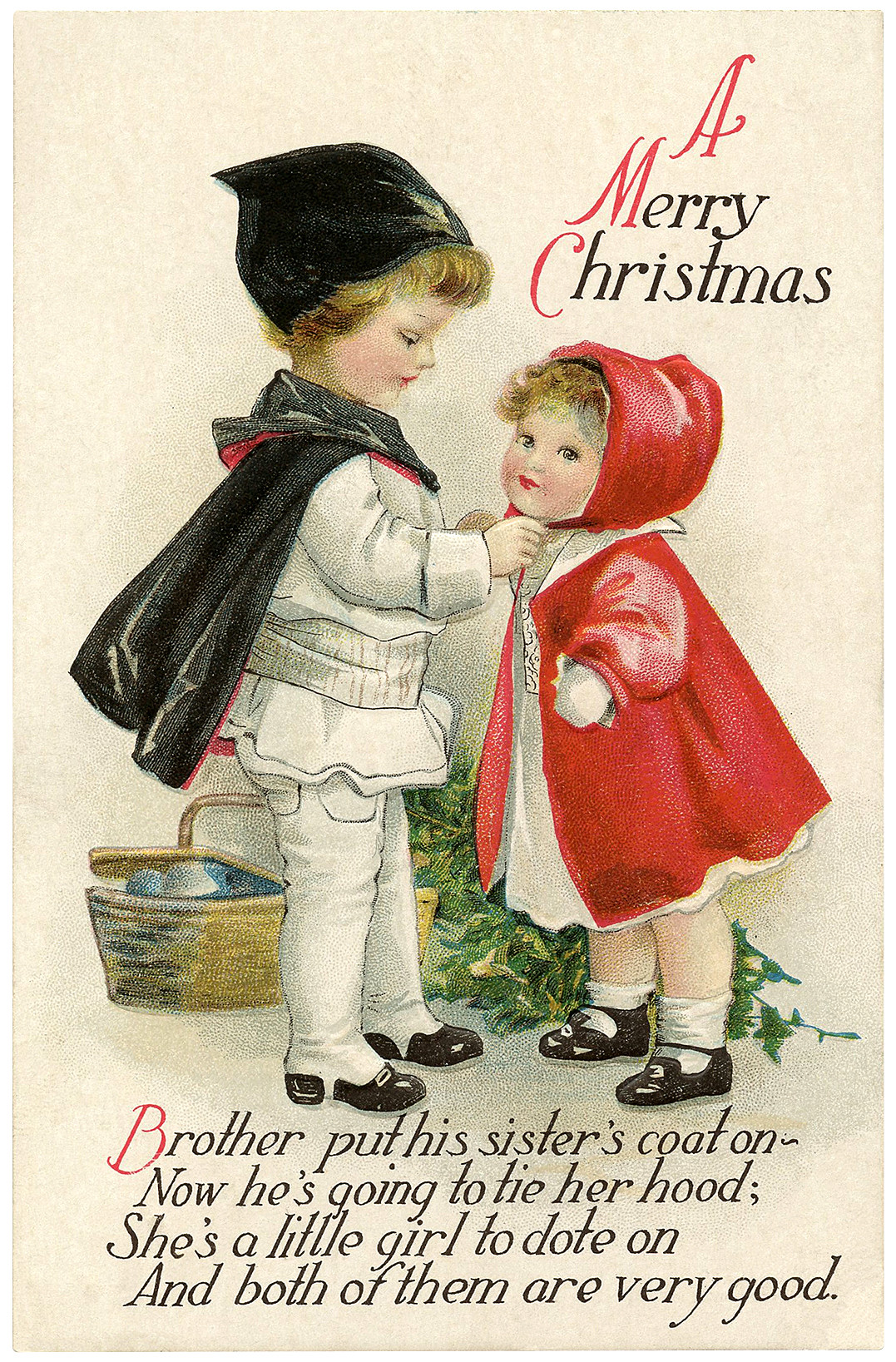 Merry Christmas Sister Quotes
 Vintage Christmas Children Postcard The Graphics Fairy