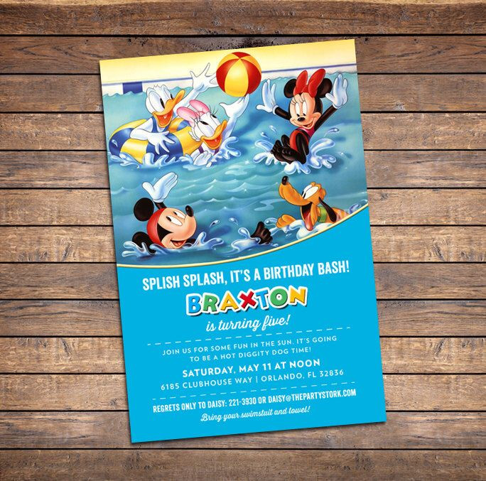 Mickey Mouse Beach Party Ideas
 Mickey Mouse Pool Party Invitation