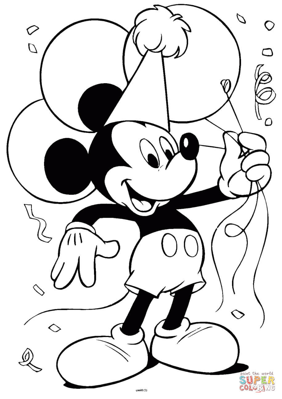 Mickey Mouse Coloring Pages Printable
 Mickey Mouse with Balloons coloring page