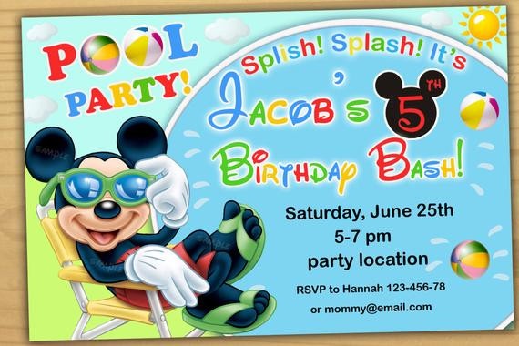 Mickey Mouse Pool Party Ideas
 Mickey mouse pool party Invitation mickey mouse swim party