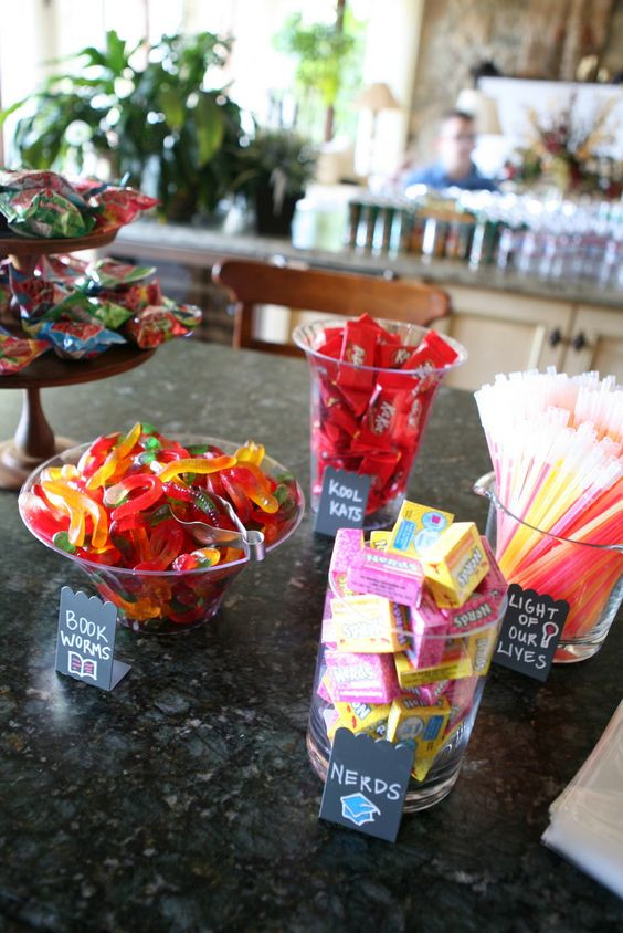 Middle School Graduation Party Ideas
 Graduation Themed Candy Dessert Bar