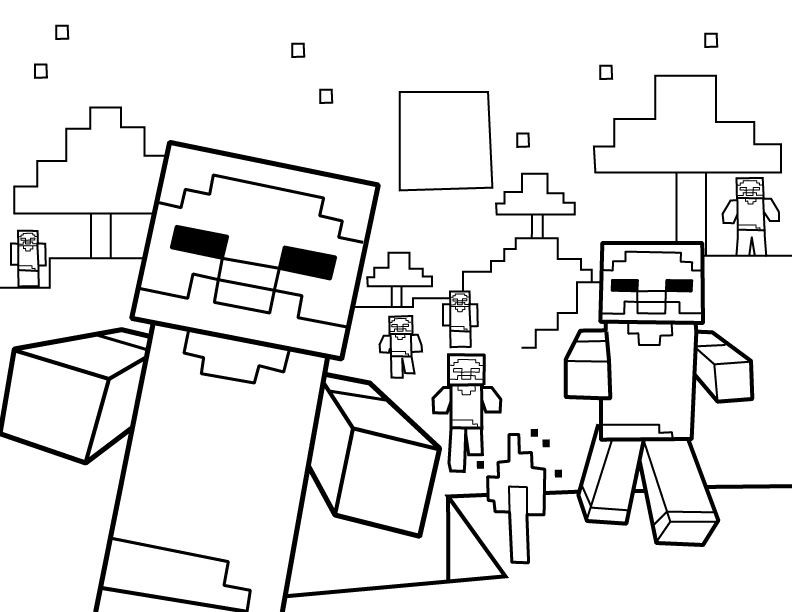 Minecraft Coloring Pages For Boys
 Zombies PDF Printable Coloring Page Minecraft