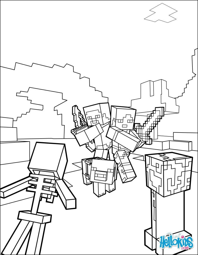 Minecraft Coloring Pages For Boys
 Fight all the Mobs coloring page on Minecraft video game