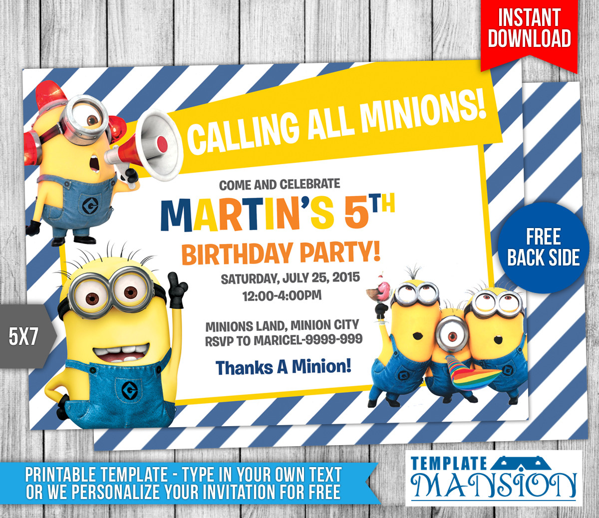 Minions Birthday Party Invitation
 Minions Birthday Invitation 7 by templatemansion on
