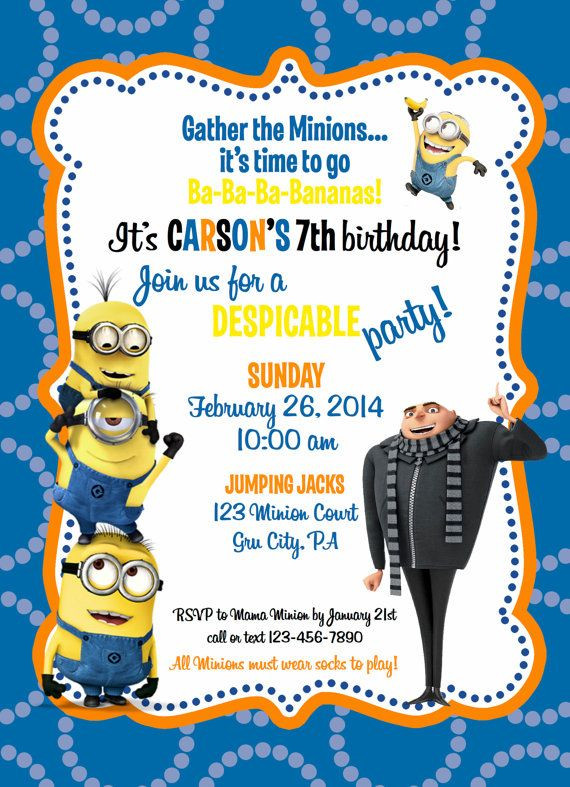 Minions Birthday Party Invitation
 25 best ideas about Minion birthday invitations on Pinterest