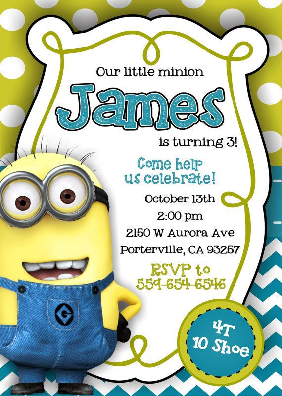 Minions Birthday Party Invitation
 Best 25 Minion invitation ideas on Pinterest
