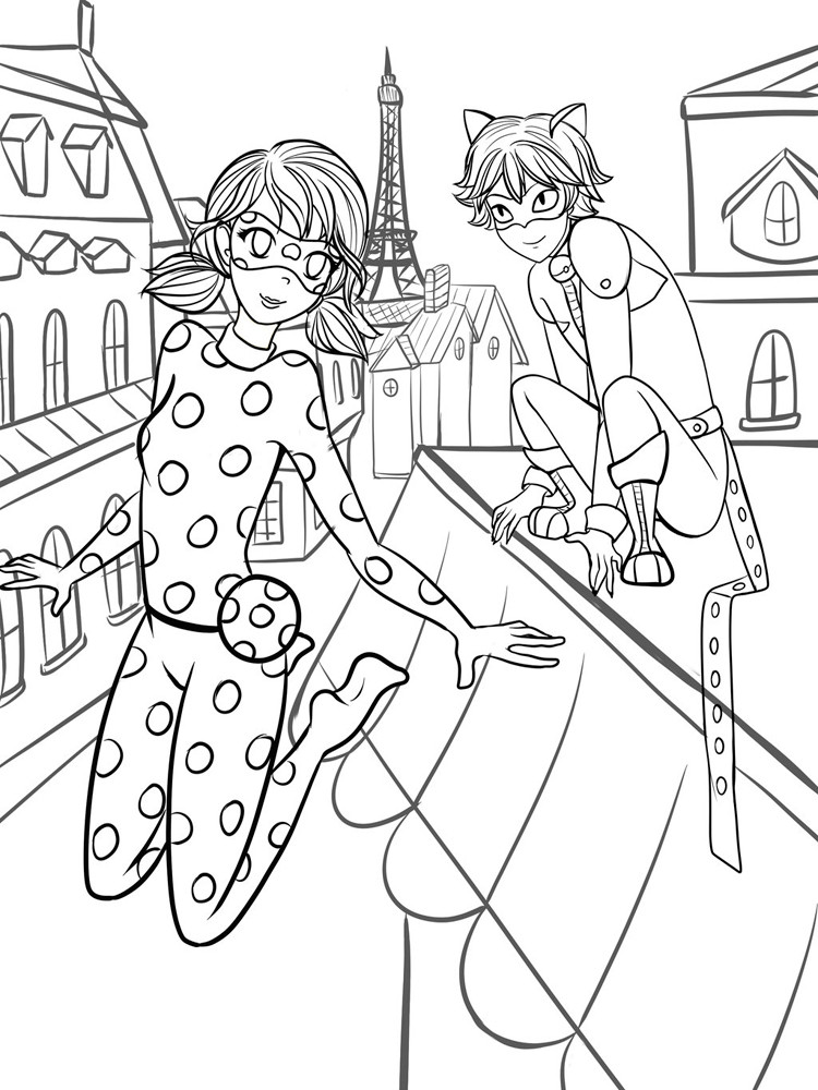 Miraculous Ladybug Coloring Pages Printable
 Miraculous Tales of Ladybug and Cat Noir coloring pages