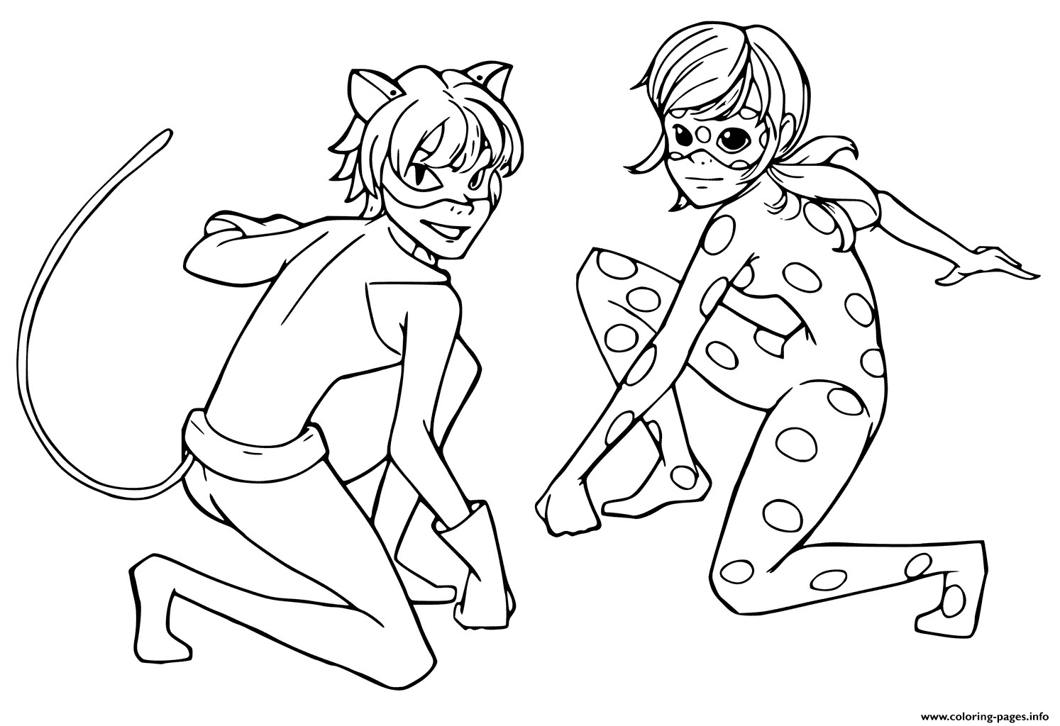 Miraculous Ladybug Coloring Pages Printable
 Print Miraculous Tales of Ladybug Cat Noir Kids coloring