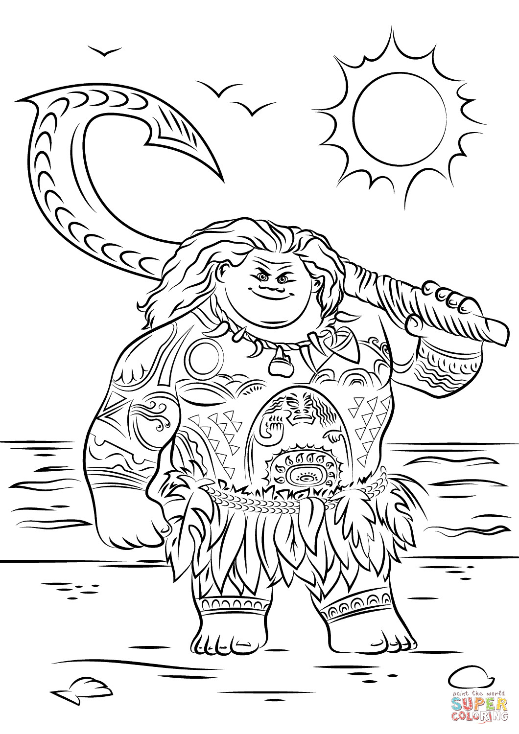 Moana Coloring Pages For Toddlers
 Maui from Moana coloring page