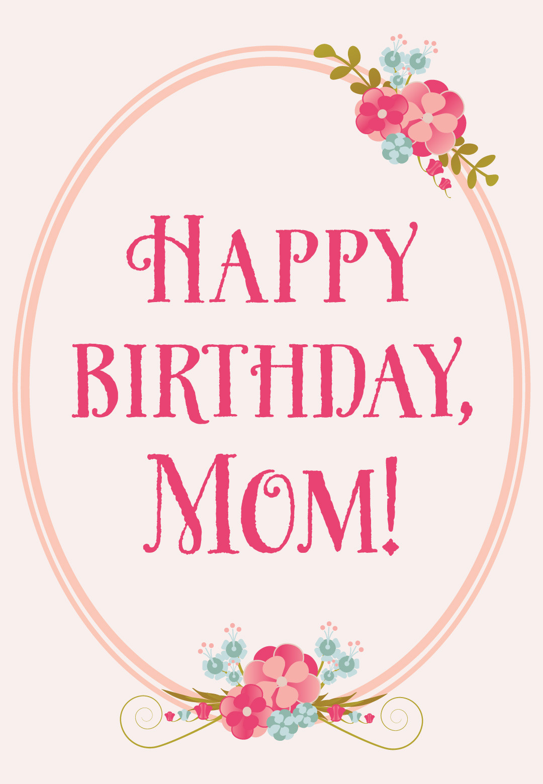 Mom Birthday Card Printable
 Floral Birthday for Mom Free Birthday Card