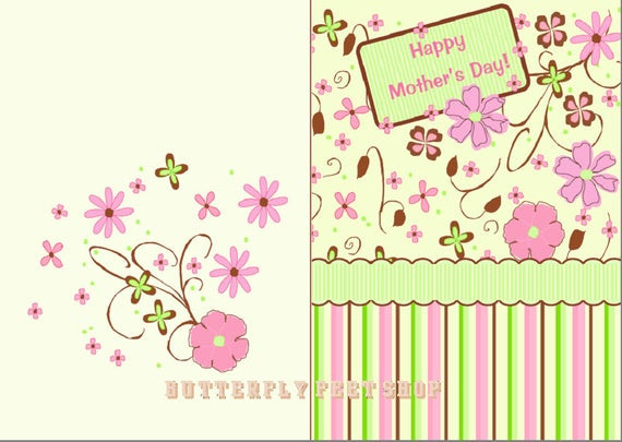 Mom Birthday Card Printable
 Printable Mother s Day Card and Happy by ButterflyFeetDigital