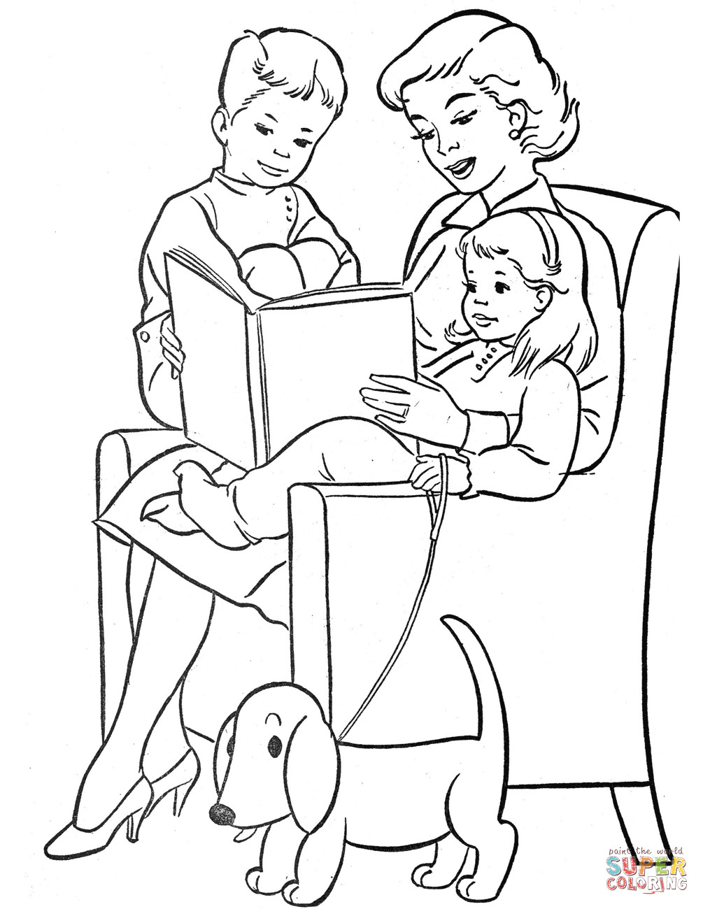 Mom Coloring Pages To Print
 Mom Reading to Children coloring page
