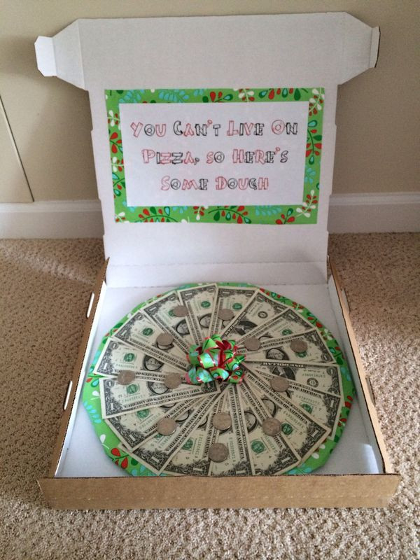 Money Gift Ideas For Birthdays
 A money pizza for the graduate What a cute idea