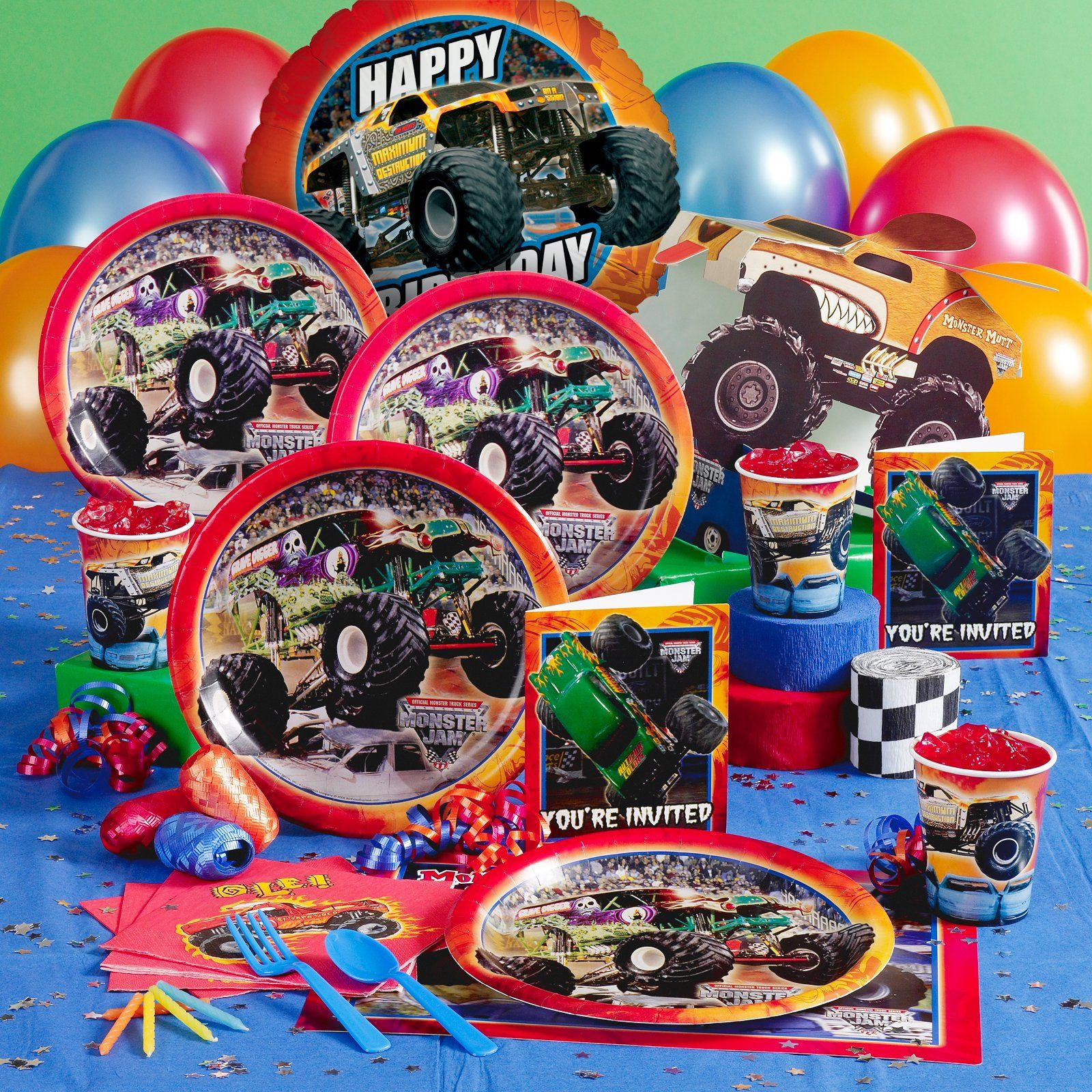 Monster Jam Birthday Decorations
 Monster Jam Party Supplies possibly Noah s 3d birthday