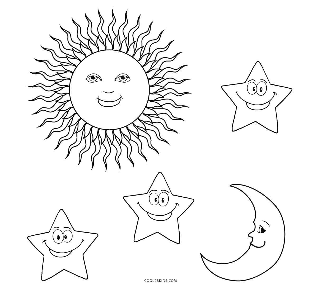 Moon And Stars Coloring Pages Printable
 Free Printable Sun Coloring Pages For Kids