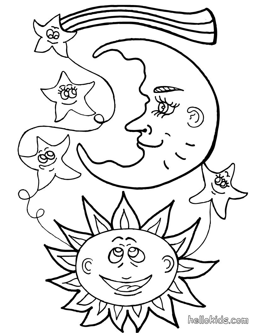 Moon And Stars Coloring Pages Printable
 Sun and moon coloring pages Hellokids