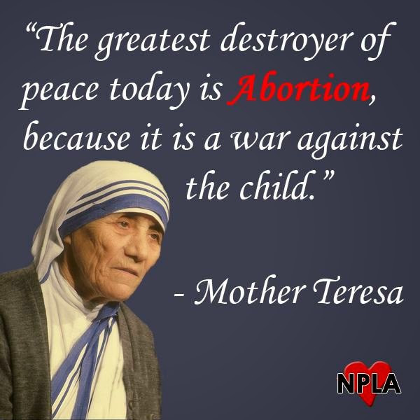 Mother Teresa Abortion Quote
 Mentioning The War blog of poet critic & workshop