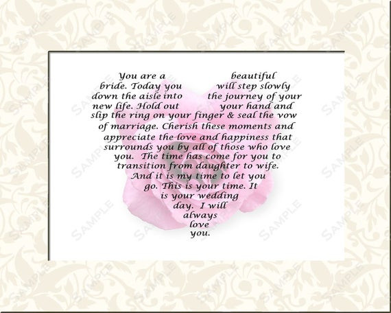 Mother To Daughter Wedding Gift Ideas
 Personalized Bridal Gift for Wedding Day Gift Poem from Mom or