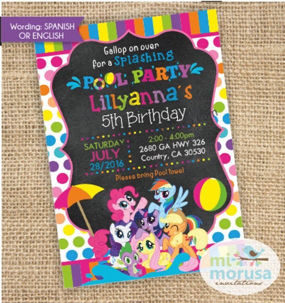 My Little Pony Pool Party Ideas
 My Little Pony Pool Party printable invitation not by Mimorusa
