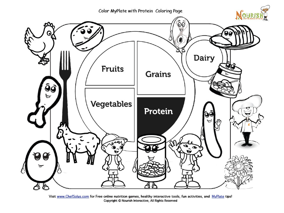 My Plate Coloring Pages
 Color My Plate with Protein Coloring Page