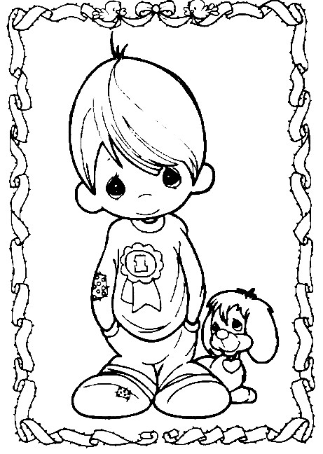 My Precious Moments Coloring Pages Boys
 Precious Moments Coloring Page boy and dog