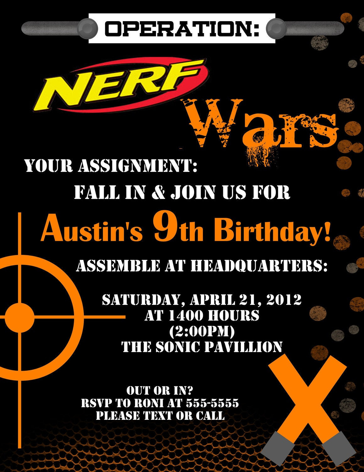 Nerf Birthday Invitations
 Nerf Dart Digital Birthday Invitation by Stonelovedesigns