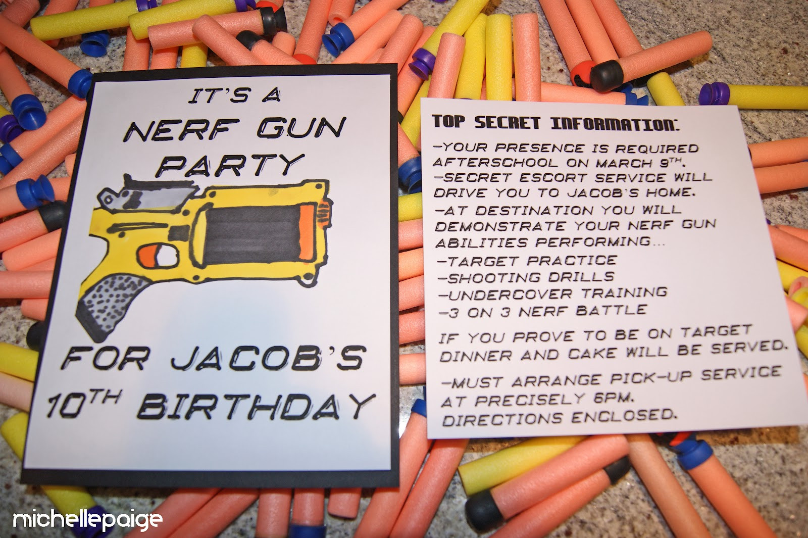 Nerf Birthday Invitations
 michelle paige blogs Nerf Gun Party